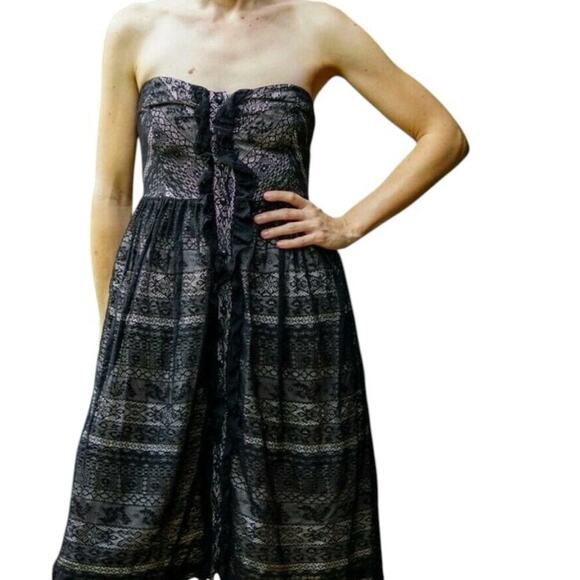 Anthropologie Moulinette Souers black lace strapless dress w/pockets, lined, 0 - Picture 5 of 14